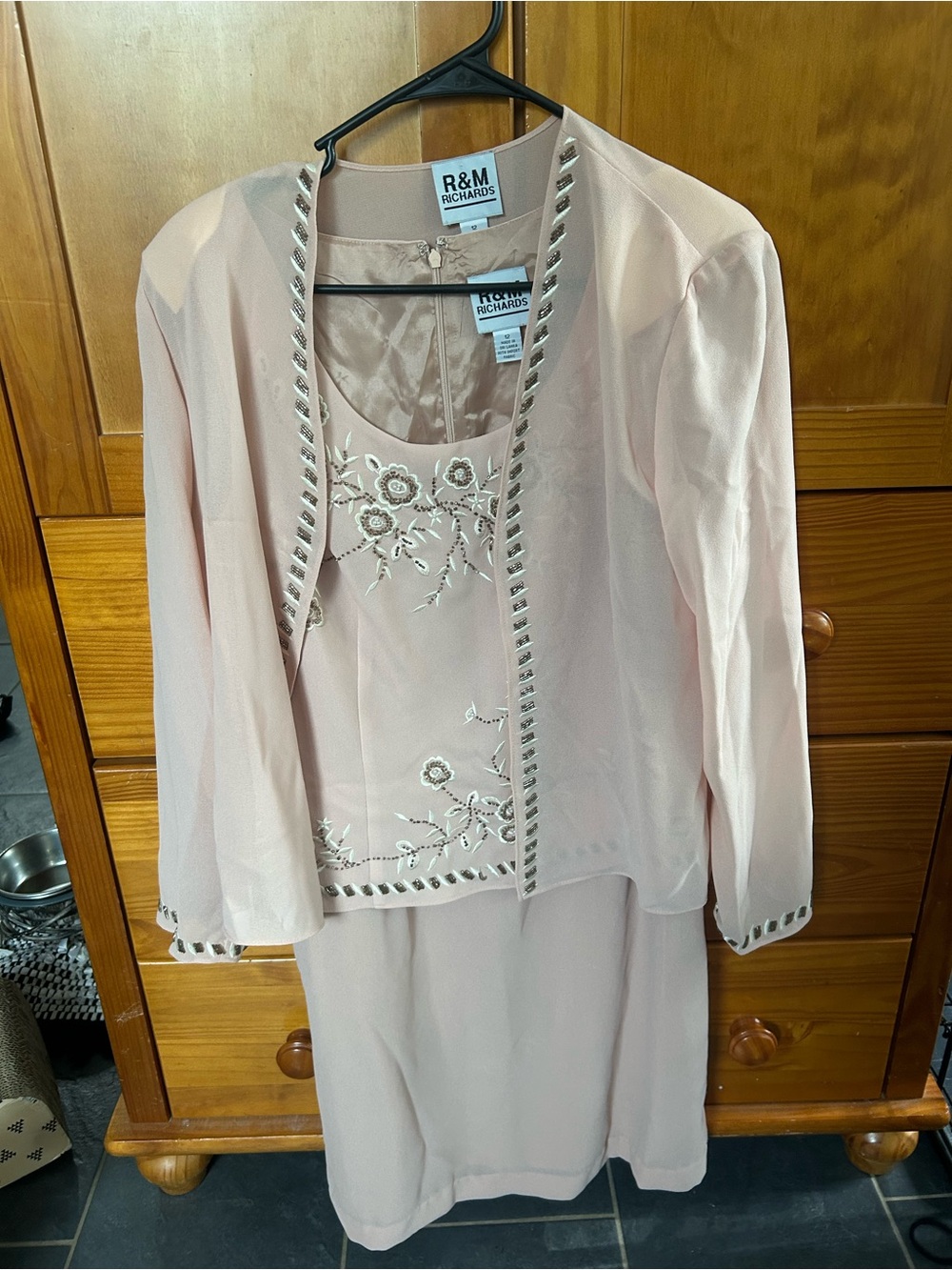 R&M Richards Embroidered Dress with Shawl Cover